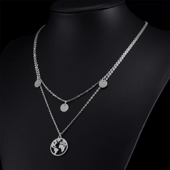 !!!5 for $25 Two Layer World Map Globe Necklace - Picture 3 of 6